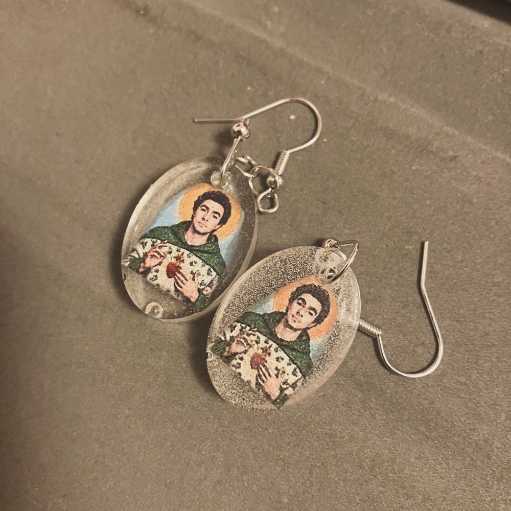 Silver Religious Icon Earrings Luigi mangione handmade
